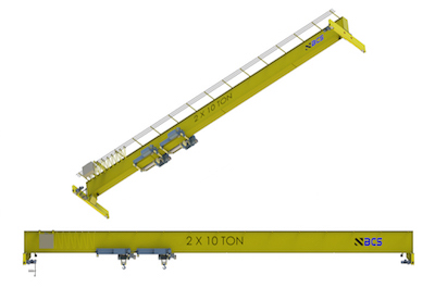 Top Running Single Girder Overhead Crane • Fabricated Box Construction • Dual Hoist