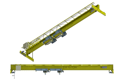 Top Running Single Girder Overhead Crane, Fabricated Box Construction, Dual Hoist